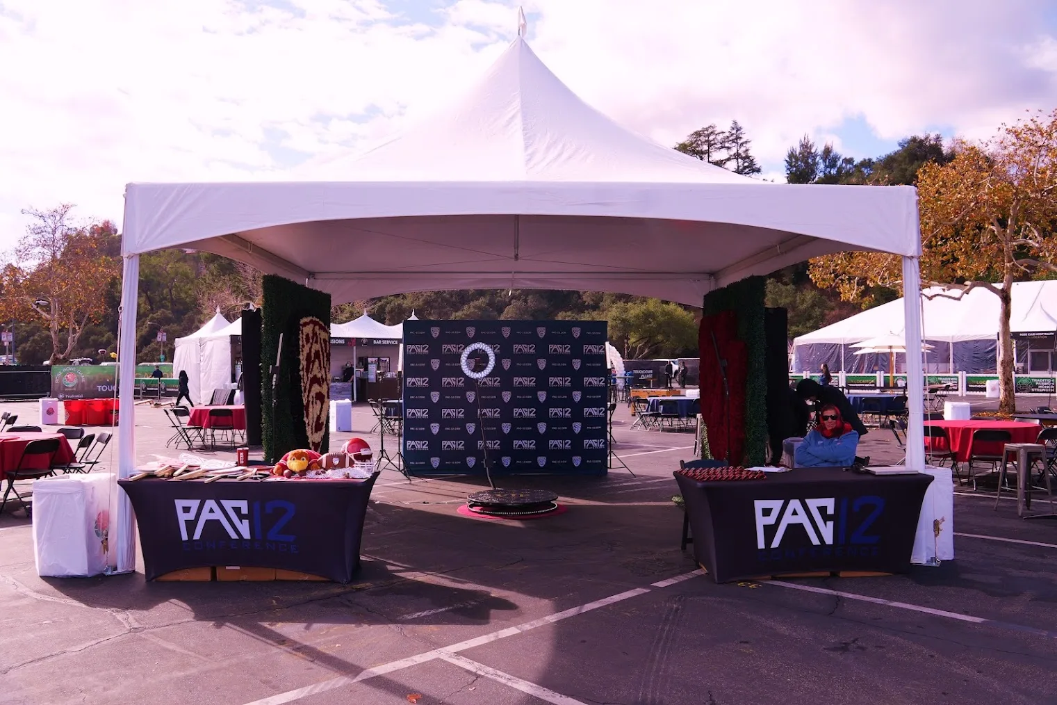 pac 12 fan fest photo booth tent at the rose bowl stadium